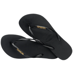 Women's Slim Logo Metallic Flip Flops