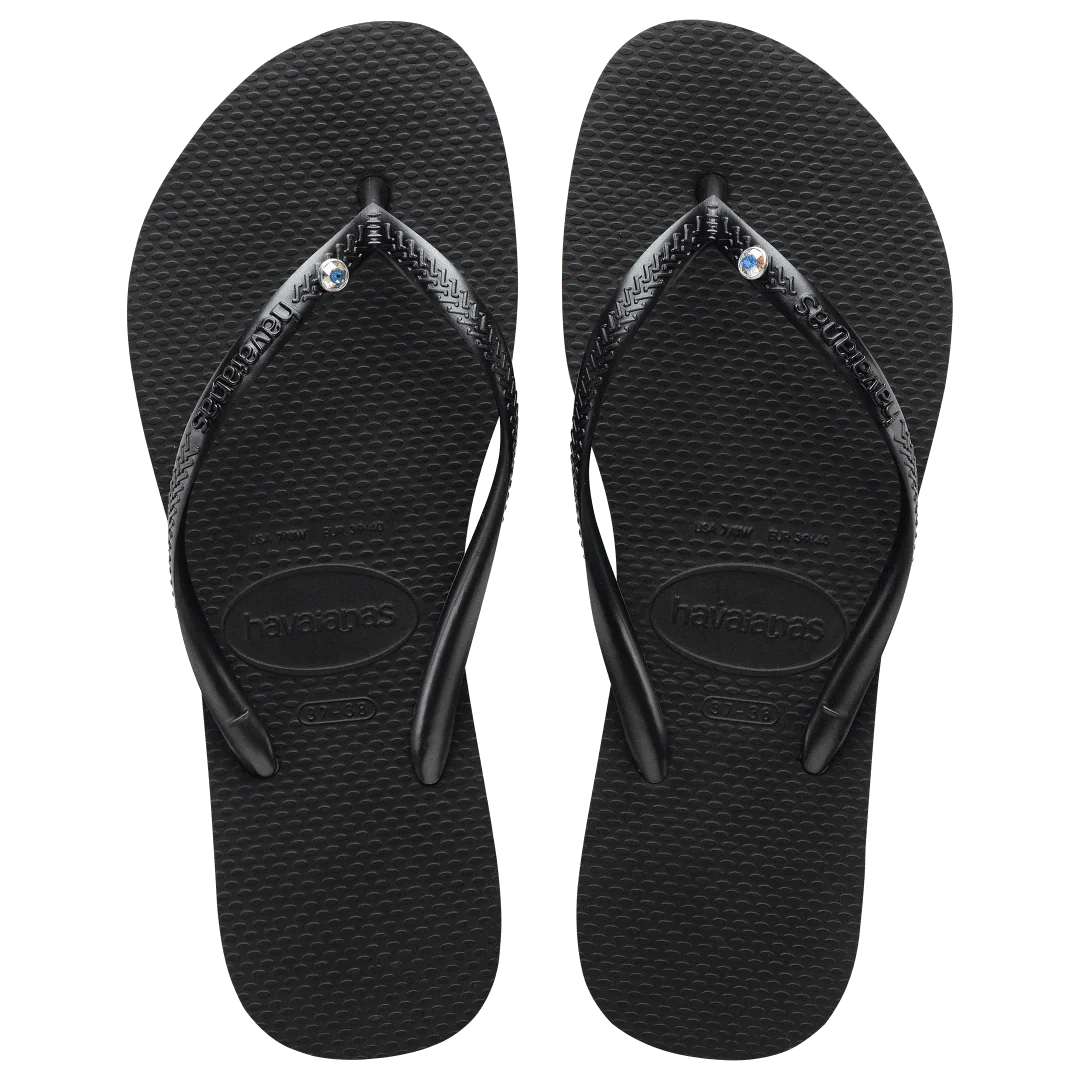 Women's Slim Crystal Flip Flops